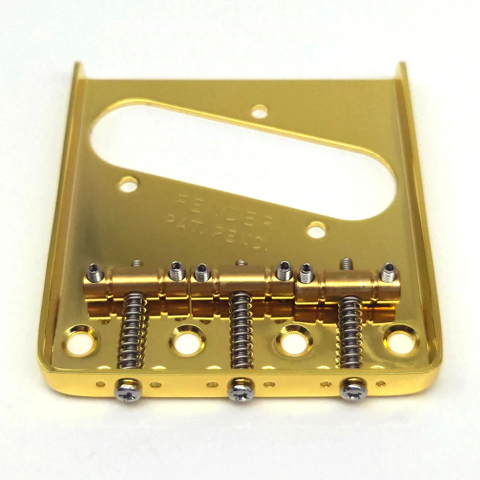 Vintage Style Tele Guitar Bridge, Brass Saddles, Through Body, Available in Gold and Chrome, 6 String Guitar Accessories