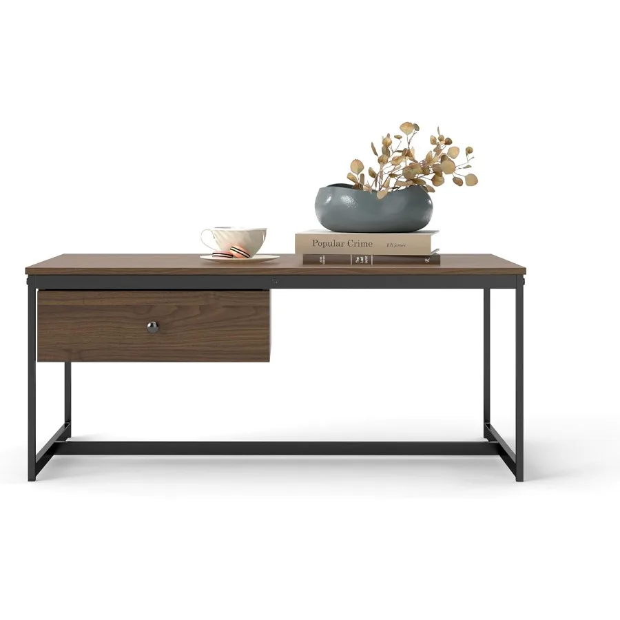 

Minimalist Coffee Table with Drawer Modern Industrial Aesthetic Center Table for Living Room Stylish Wood Modern Coffee Table w