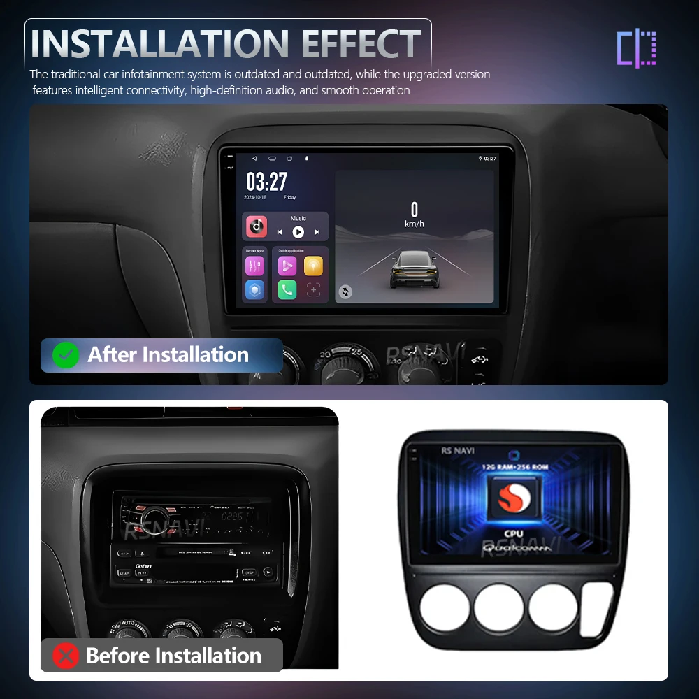 Android 16 Qualcomm CarPlay Car Radio for Honda CRV CR-V 3 1997 1999 2000 2001 Multimedia Navigation Stereo Auto Video Head Unit