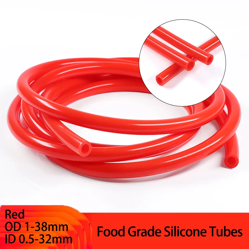 Red Silicone Tube Food Grade Rubber Hose ID 0.5~32mm x OD 1~38mm Flexible Aquarium Irrigation Pipes Garden Water Hoses 1~10M