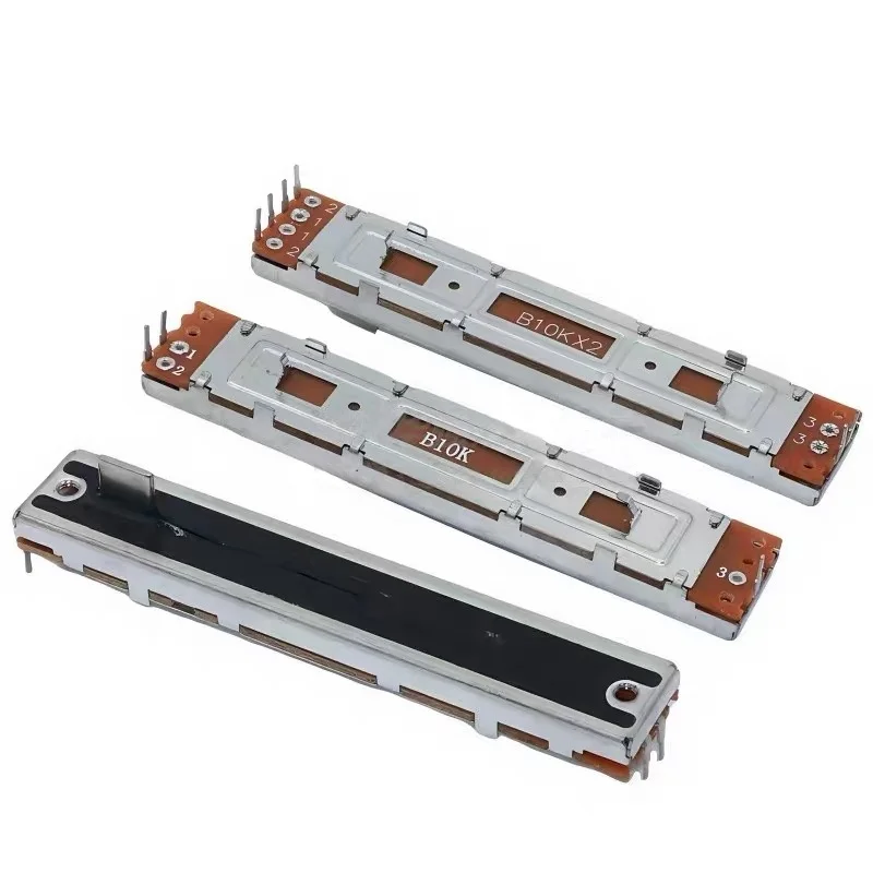 5 szt. 88mm Potencjometr suwakowy B10Kx2 Jednokanałowy Dwukanałowy B103 3/6 pinów Długość 8,8cm Skok 60mm Uchwyt 8mm — zdjęcie 6