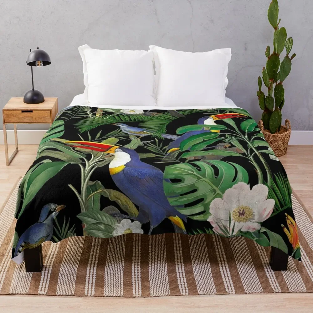 Tropical Jungle Toucans Throw Blanket Nap Personalized Gift Retros wednesday Blankets