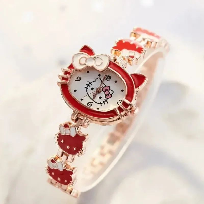 Kawaii Hello Kitty Watch Student Watch Steel Band MINISO Fashion Women\'s Bracelet Electronic Quartz Watch Creative Gift New