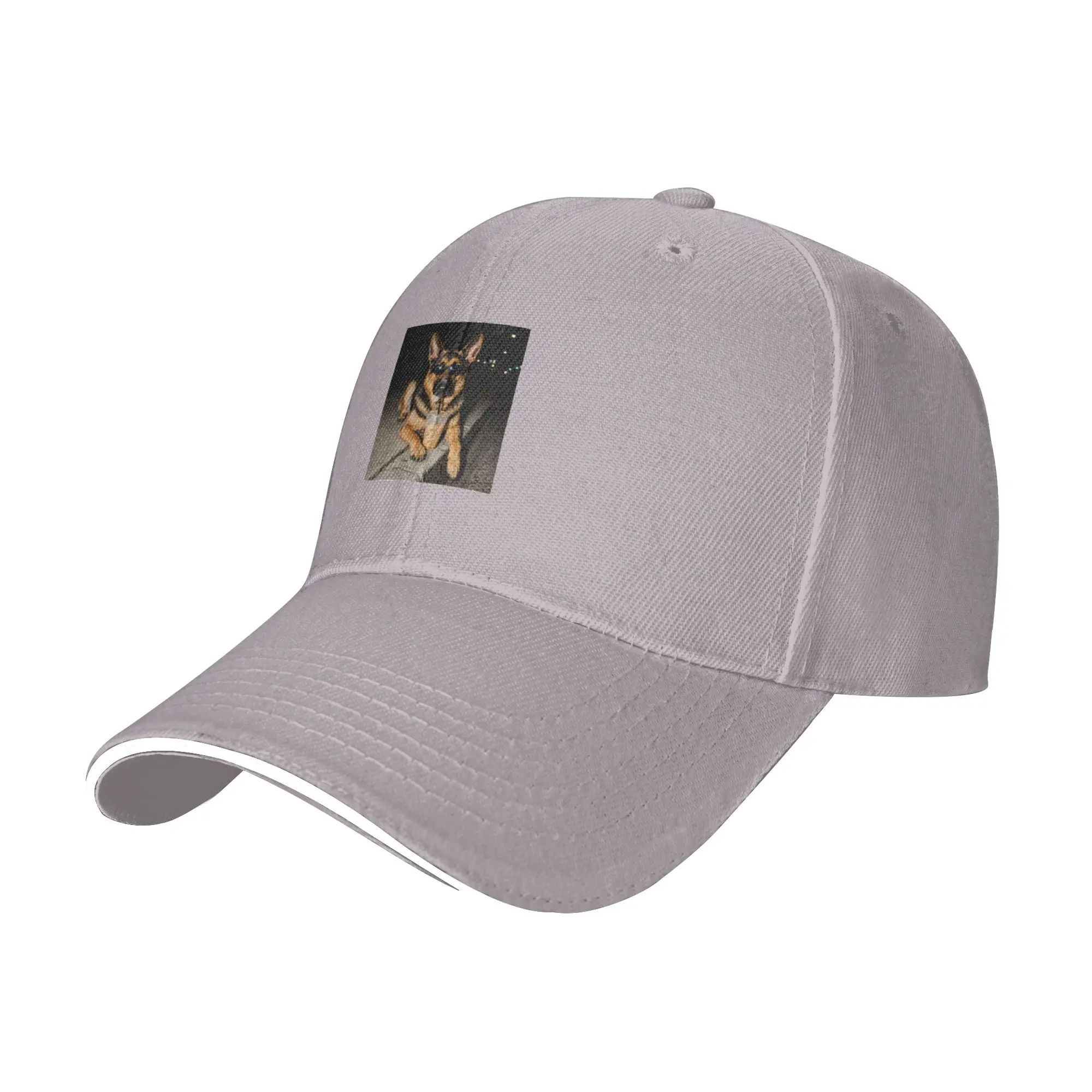 Hot Sale German Shepherd Drinking Iced Coffee Baseball Cap  Stylish Summer Hat  Leisure Activity Summer Hat