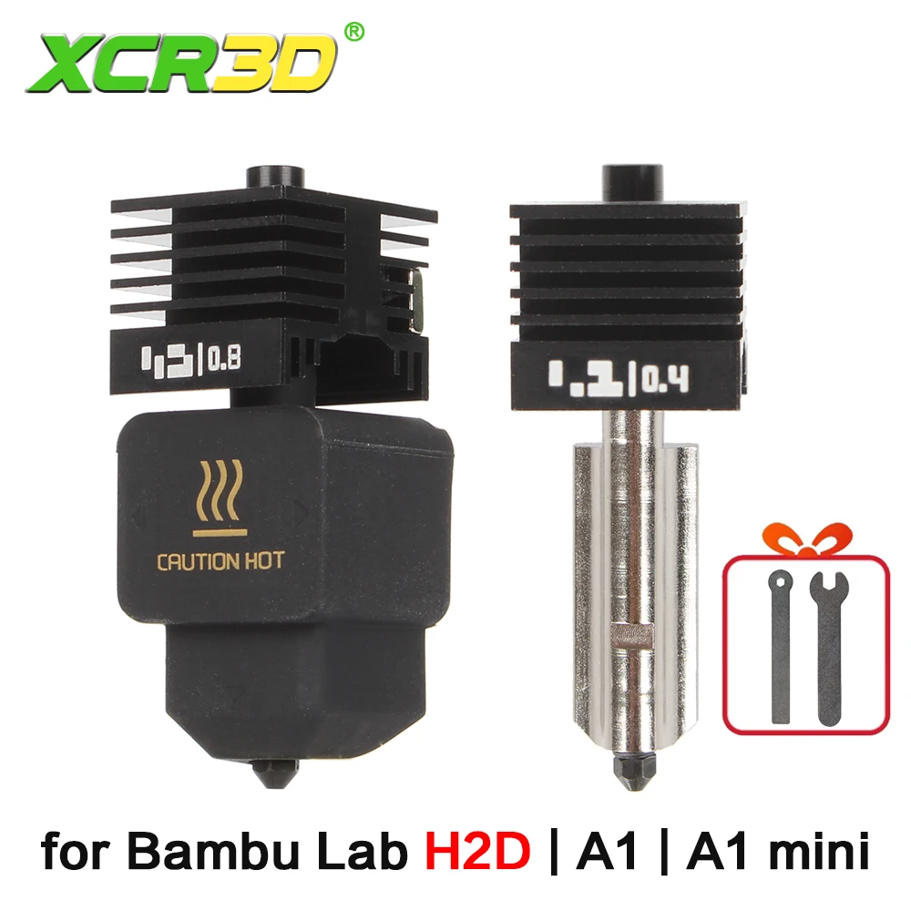 

H2D High Flow Hotend nozzle Silicone Socks Cover Heating Block nozzle kit H2d Highflow Hot end for Bambu 0.2/0.4/0.6/0.8mm