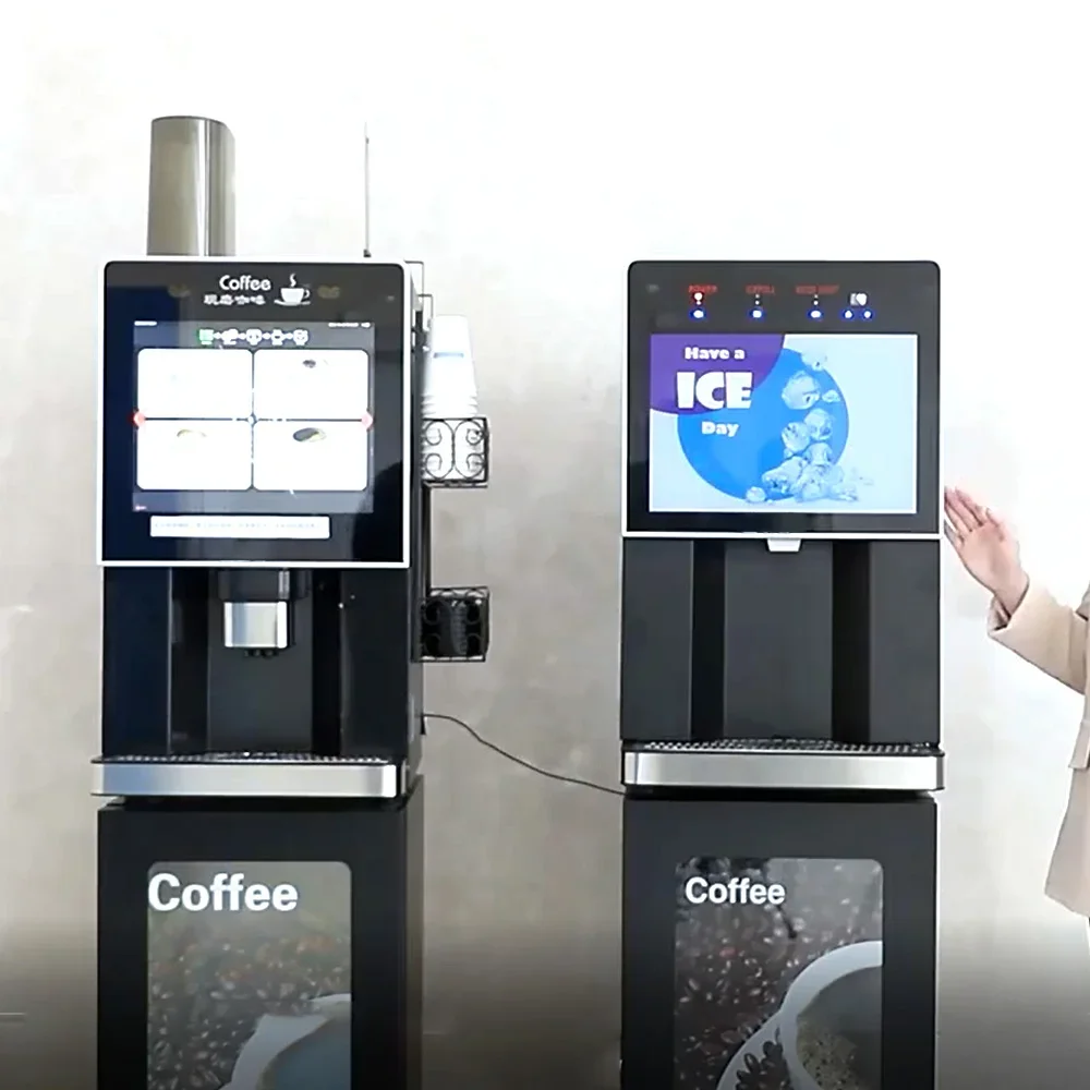 24-hour automatic coffee and tea vending machine &Daily Capacity 100kg Ice & Water Machine Countertop for Business