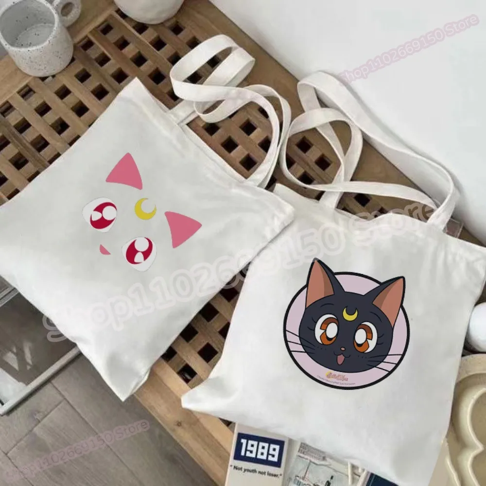 Sailor Moon Woman Anime Printed Canvas Bag Girls Cartoon Cute Handbag Kids Fashion Casual Shoulder Bags Kawaii Accessories Gifts