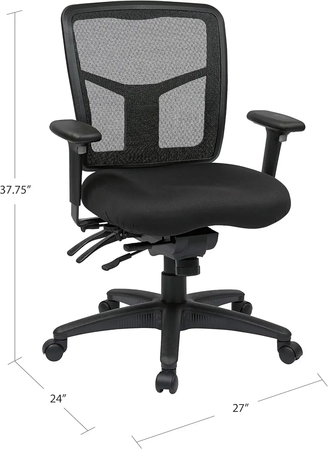 Breathable Mesh Manager's Office Chair with Adjustable Seat Height, Multi-Function Tilt Control and Seat Slider, Mid Back, Coal