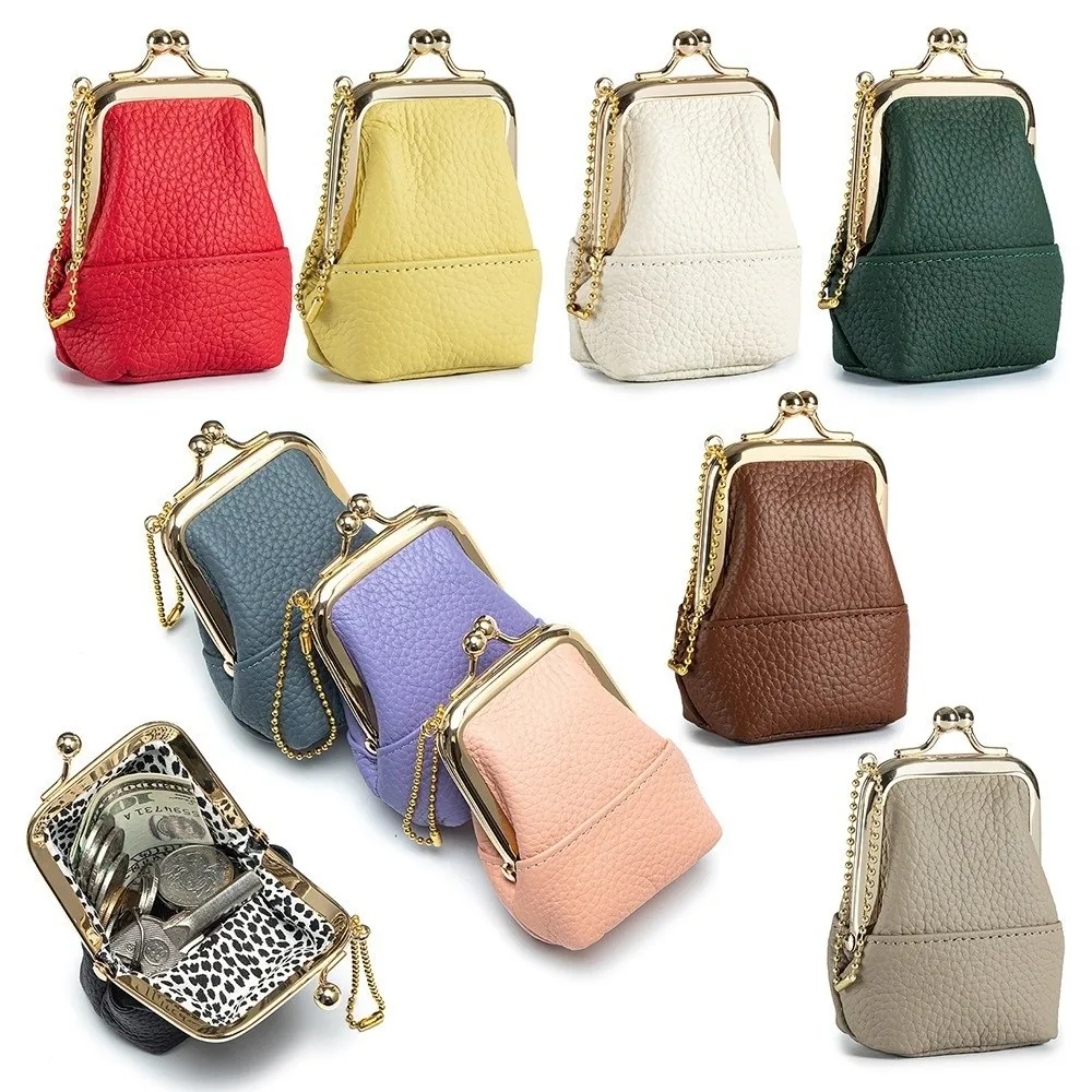 PU Leather Kisslock Coin Purse Tiny Size Women Design Compact Mini Bag Kisslock Closure Multi-purpose Mini Jewelry Case