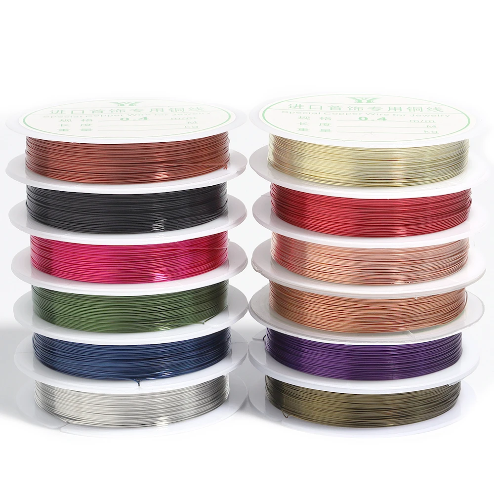 1Roll 0.3/0.4mm Multiple colors Copper Wire Beading Cord DIY For Clothing Decoration Making Accessories Wholesale