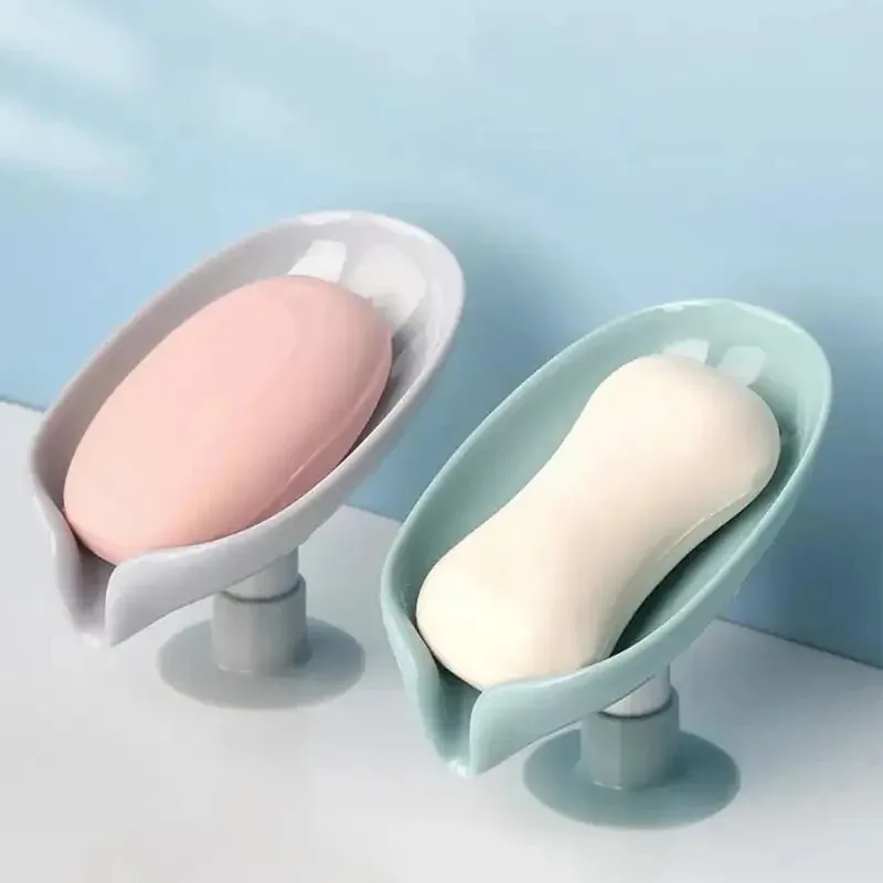 

Suction Cup Soap Dish For bathroom Shower Portable Leaf Soap Holder Plastic Sponge Tray For Bathroom Kitchen Accessories