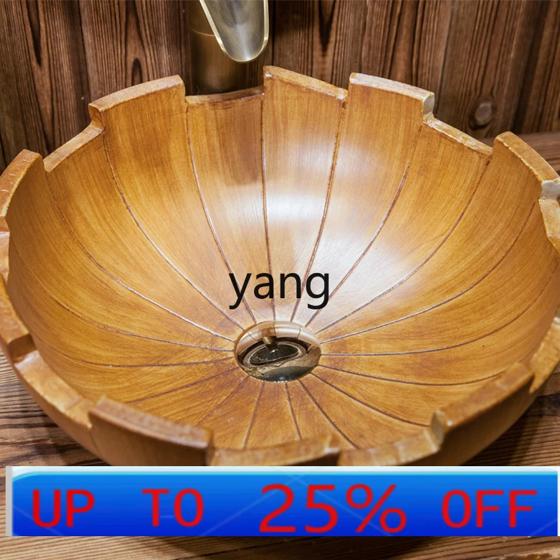 

lmm Jingdezhen Ceramic Wash Basin Retro Countertop Basin Carved Art Wash Basin