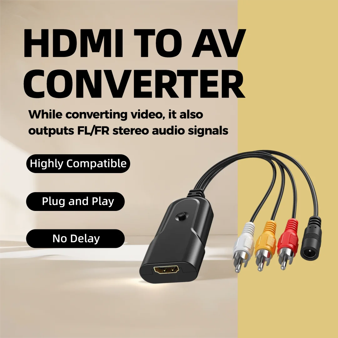 

HDMI-compatible TO RCA/AV 1080P HD Video Audio CVBS Mini Adapter for PS3/PC/VCR/NTSC