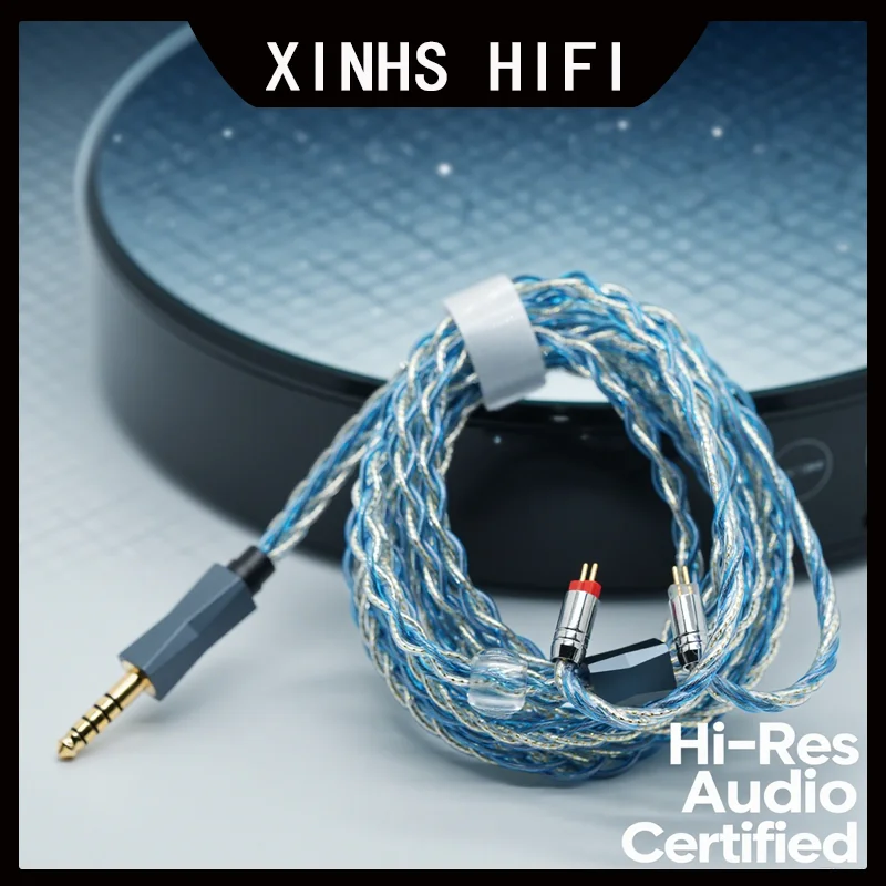 

XINHS HIFI 8-Core Gold Blue Gold-Plated Silver Plated Copper Hybrid Earphone IEM Cable With 2.5mm/3.5mm/4.4mm MMCX/ 2Pin/IE900