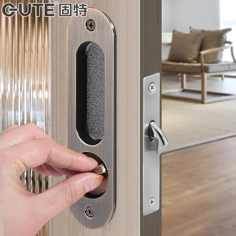 Yy Invisible Solid Wood Door Bathroom Door Lock Indoor Bedroom Hook Lock Sliding Door Lock