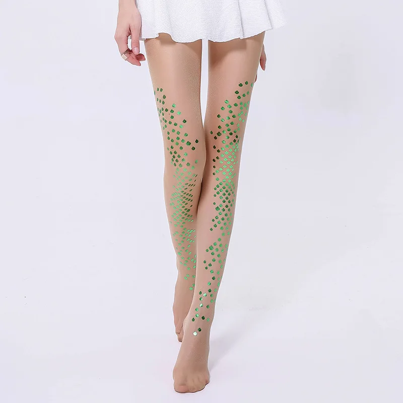 

Personalized Mermaid Sparkling Glitter Printed Pantyhose Thin Anti-Hook Hot Stamping Scale Hottie Sexy Blindbling Tights