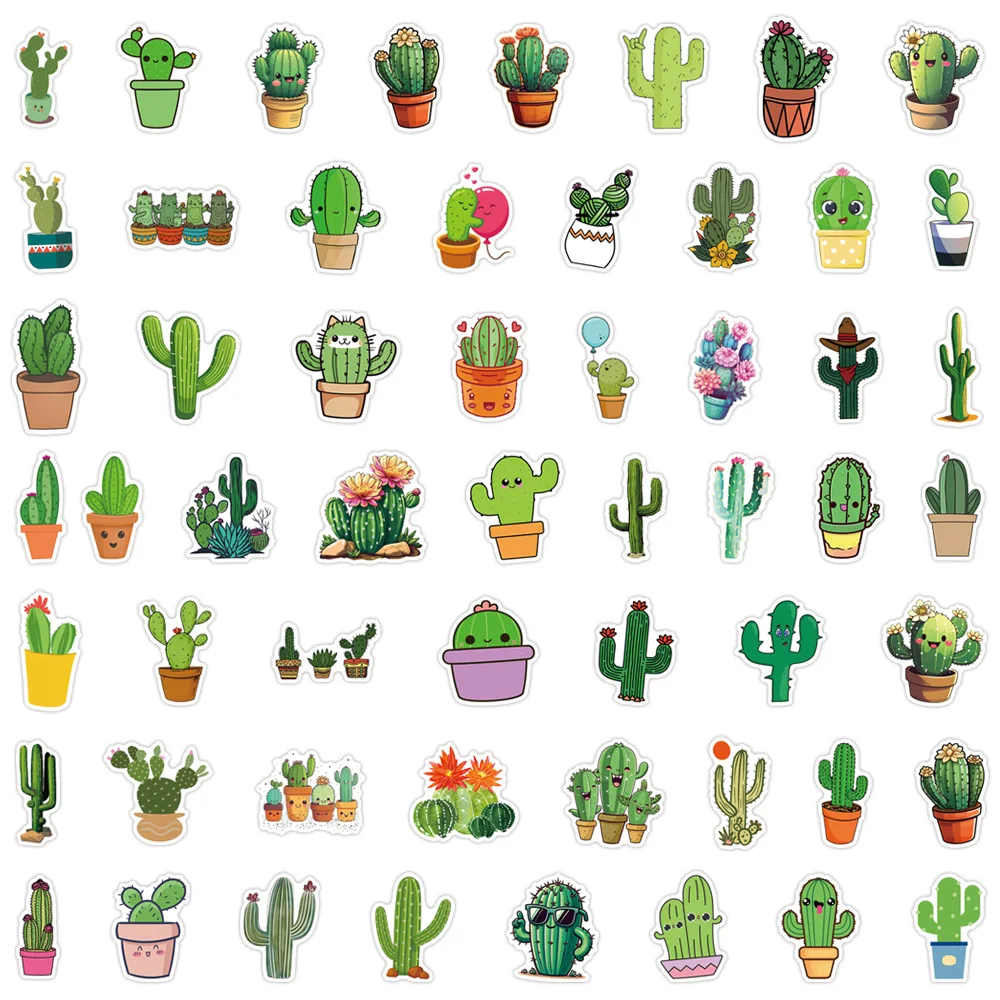 

55/110PCS Cactus Cartoon Image Doodle Cute Plant Decorative Skateboard Suitcase Skateboard iapd Waterproof Sticker Kids Toy