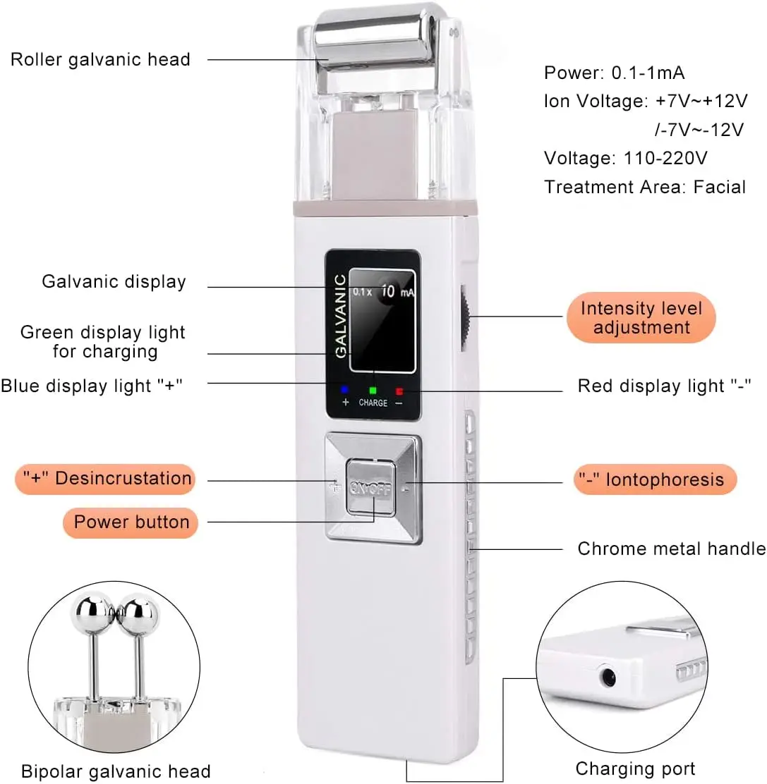 Portable Galvanic Microcurrent Skin Firming Machine, Anti-Aging Face Lift Massager Home Use Beauty Salon Device