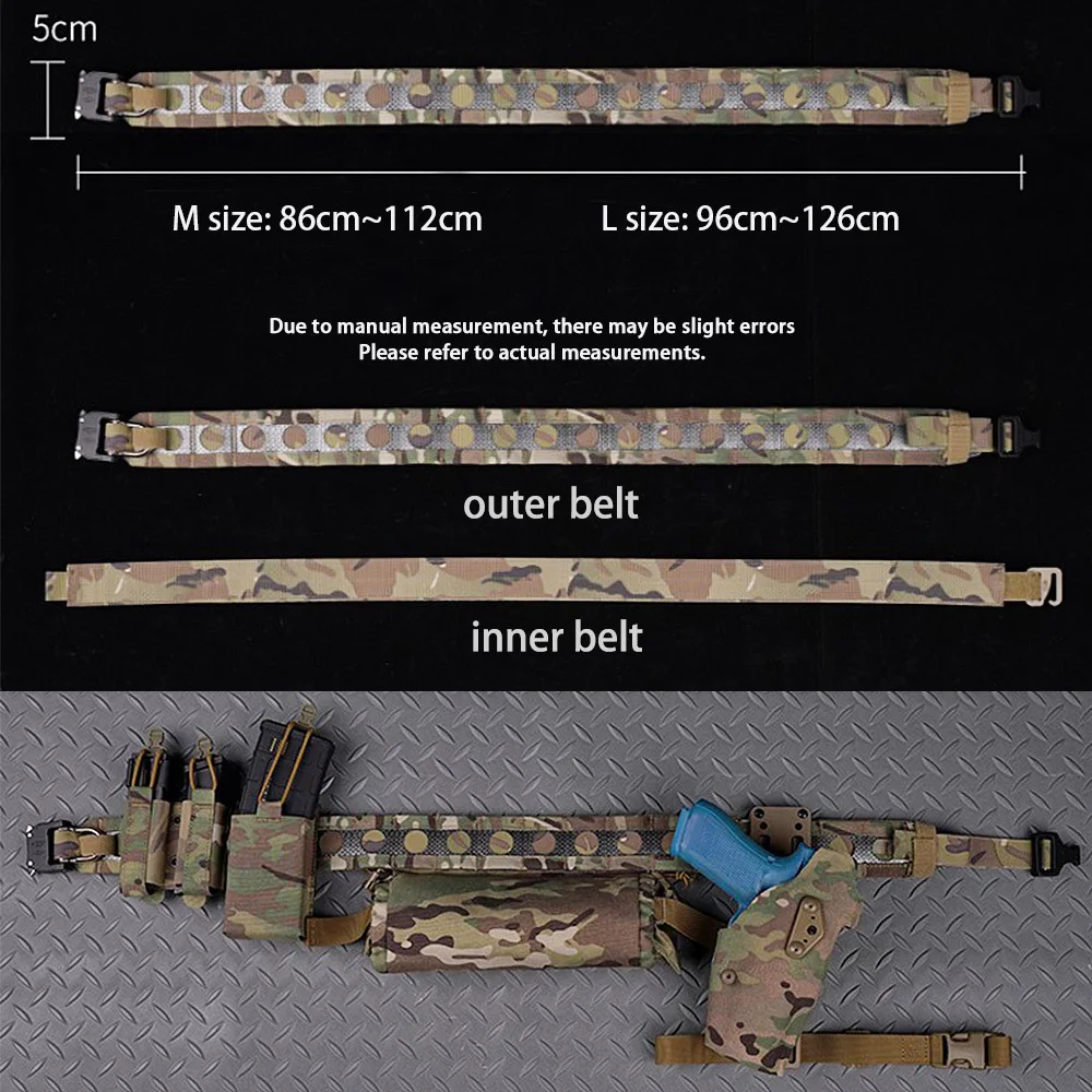 Tactical Bison Belt 2-warstwowy pas bojowy Quick Detach Metalowa klamra MOLLE Waistband Outdoor Hunting Airsoft Gear Ferro Style