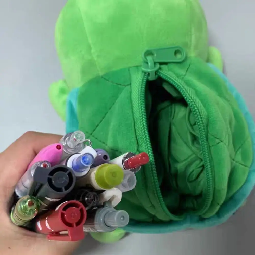 Cartoon Large Capacity Pen Bag Shark/Turtle Multifunctional Pencil Case Stationery Organizer Gift