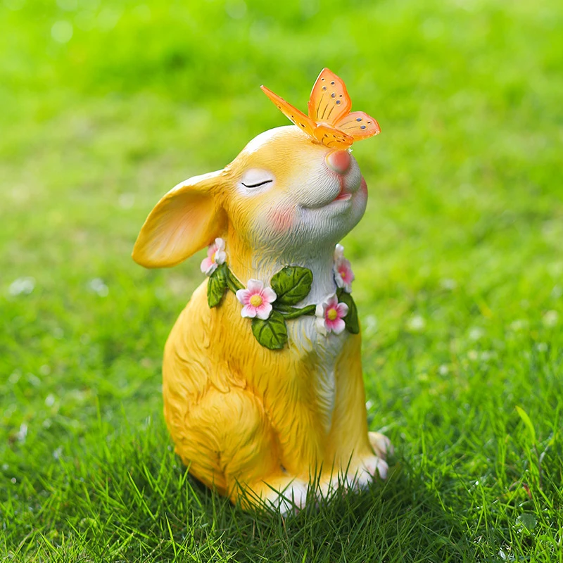 

Rabbit Butterfly Solar Figurine Soft Warm Lighting Lovely Decor for Courtyard Lawn Pathway Decor