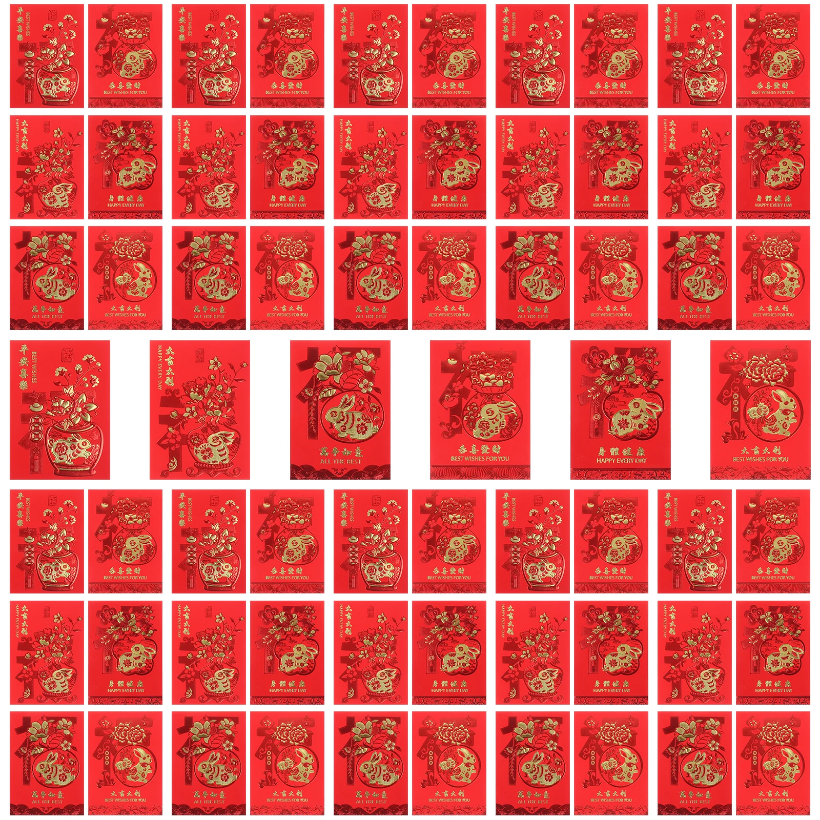 

60 Pcs Year of The Rabbit Red Envelope Lucky Money Envelopes Chinese Spring Festival s Gifts New Paper Envelops Christmas
