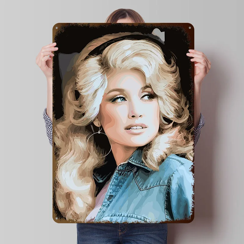 Dolly Parton Blechposter Individualisierte Wandkunst Vintage Metallschilder Retro-Platten für Heim-Deko Gamer-Dekoration Gaming-Haus