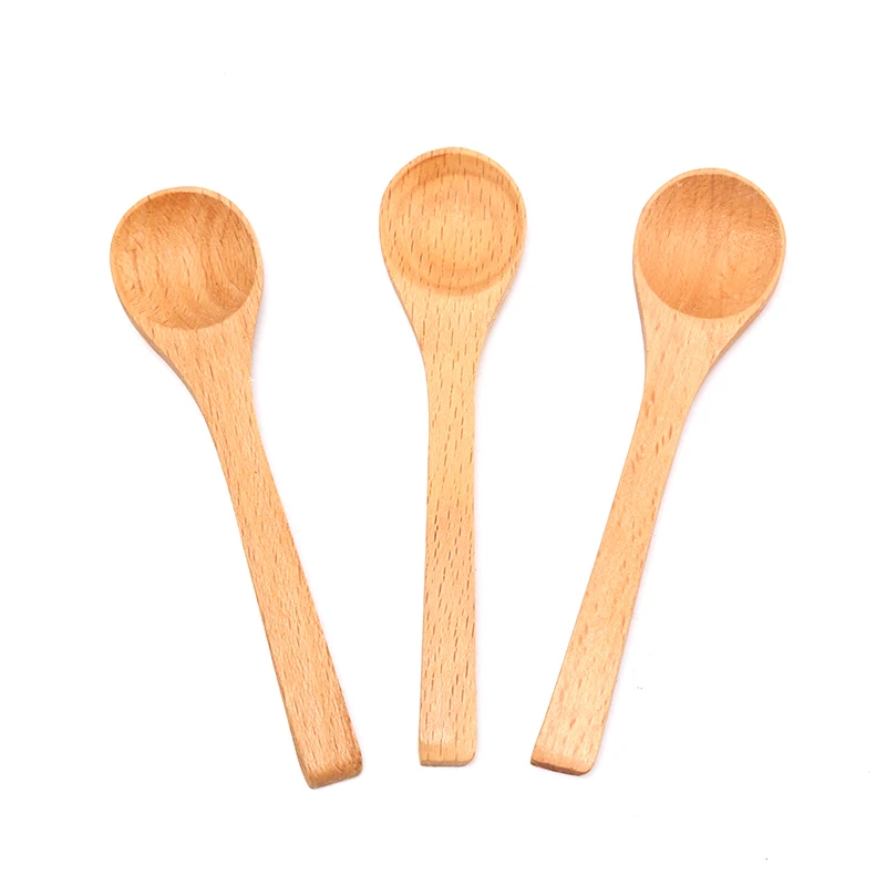 Cuchara redonda de madera de bambú para sopa, té, café, sal, utensilios de cocina, cubiertos, 1 unidad