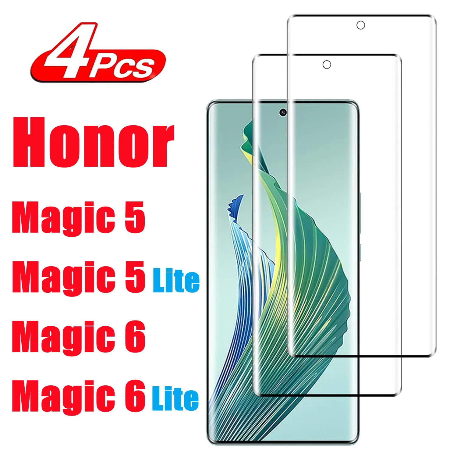 

1/4Pcs For Huawei Honor Magic 5 5Pro covered in toughened glass For Huawei Honor Magic 6 6Pro 3D Screen protector glass film