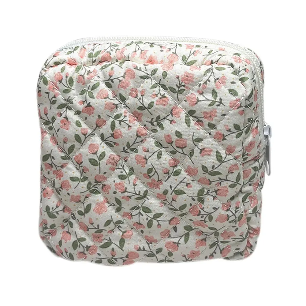 Cute Quilted Cotton Sanitary Napkins Bag Travel Organizer Multipurpose Storage Pouch Portable Coin Purse Candies
