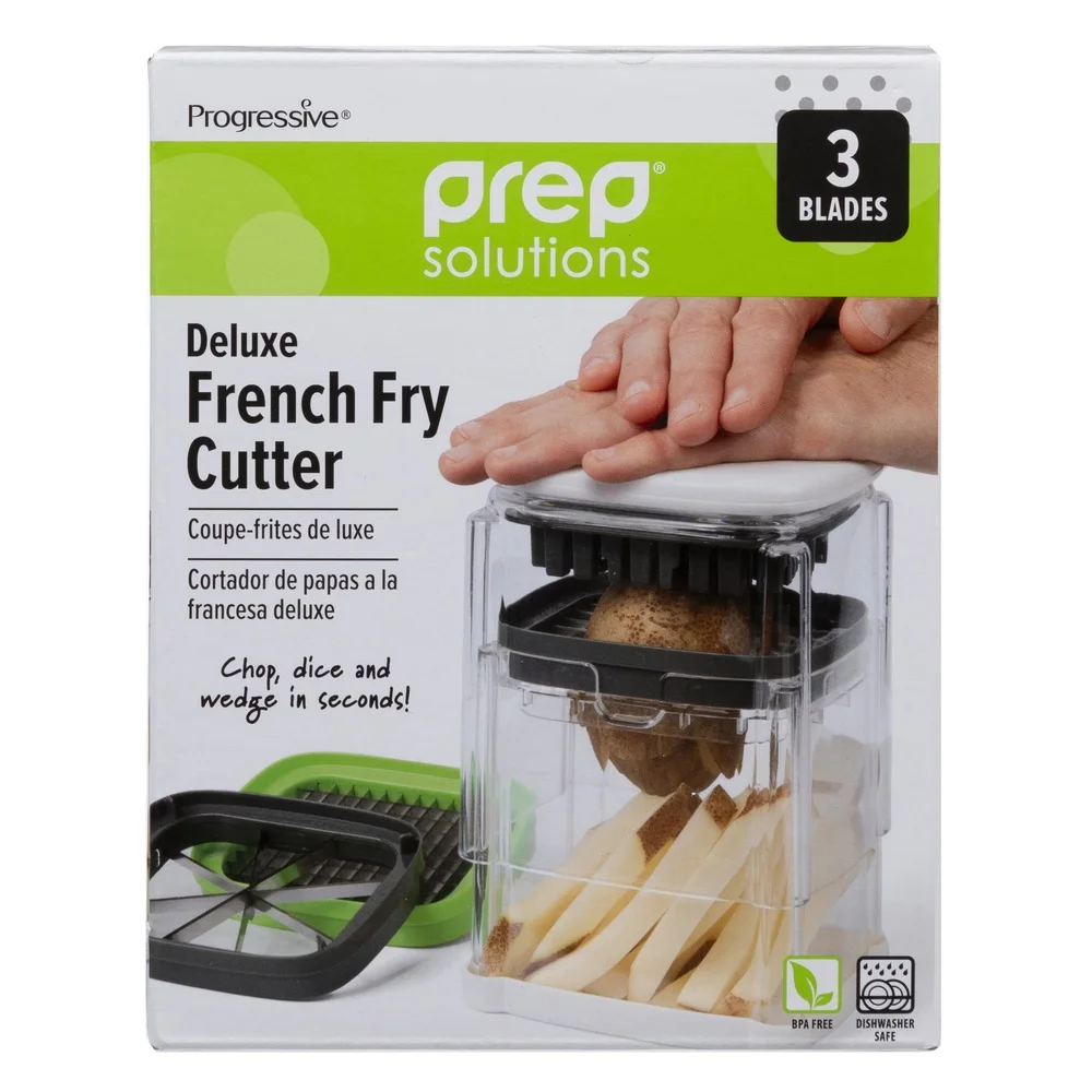 3-in-1 デラックス フライド ポテト カッター 野菜スライサー チョッパー ウェッジ ブレード 取り外し可能なインサート 簡単な掃除 食器洗い機対応 キッチンツール