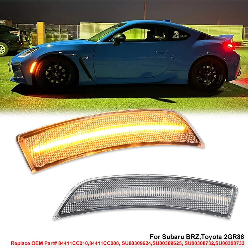 

2x JDM Style For Toyota GR86 ZN8 For Subaru BRZ ZD8 2022+ Bumper Led Fender Flares Side Marker Lights Auto Turn Signal Blinkers