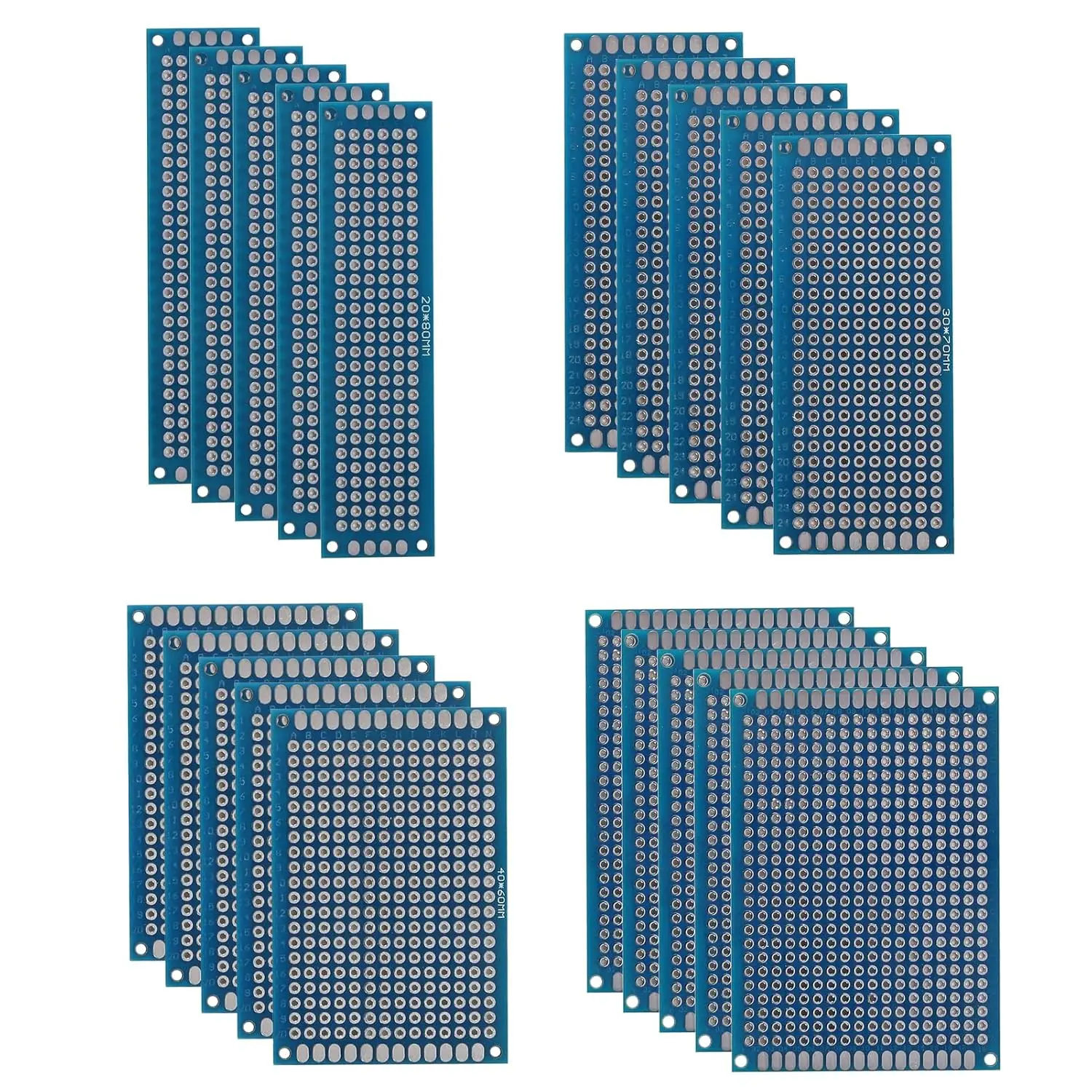 5/10 Stück PCB-Brotbrett-Sets, 7 x 9–5 x 7–4 x 6–3 x 7 cm, doppelseitiges PCB-Board-Set, 18-teiliges Brotbrett-Set, blaues PCB-Brotbrett