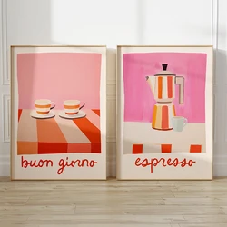 Italian Quotes Espresso Coffee Moka Pot Wall Art Canvas Painting Kitchen Posters And Prints Pictures For Cafe Living Room Decor