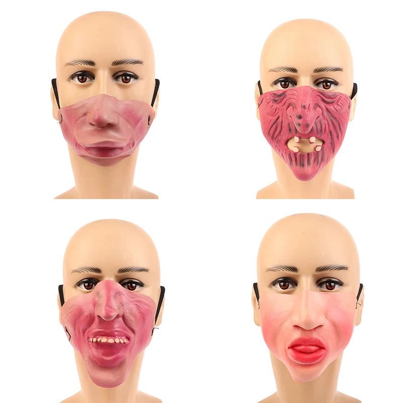 Half Face Comedy Funny People Face Mask Stag Hen Latex Party Masks Masquerade