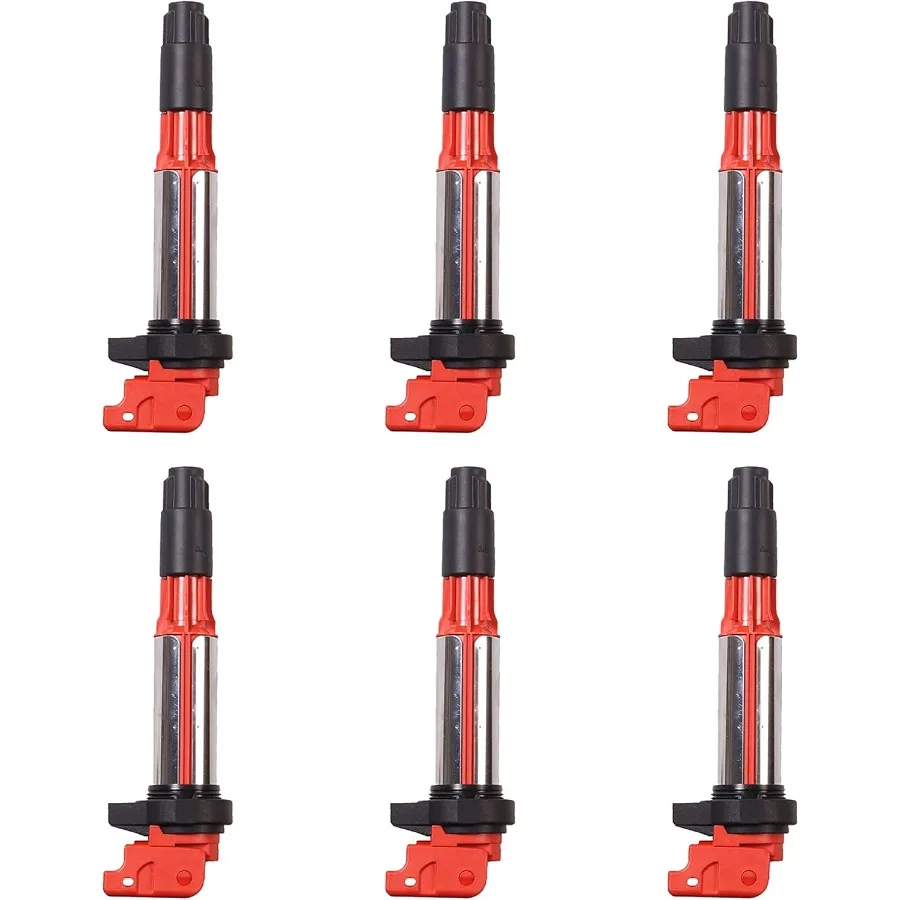 مجموعة من 6 قطع من ملف الإشعال الأحمر المتوافقة مع BMW 325i 330i 525i 545i 550i 650i 750i Alpine B7 M3 X3 X5 Z3 Z4 20012010 2.5L 3