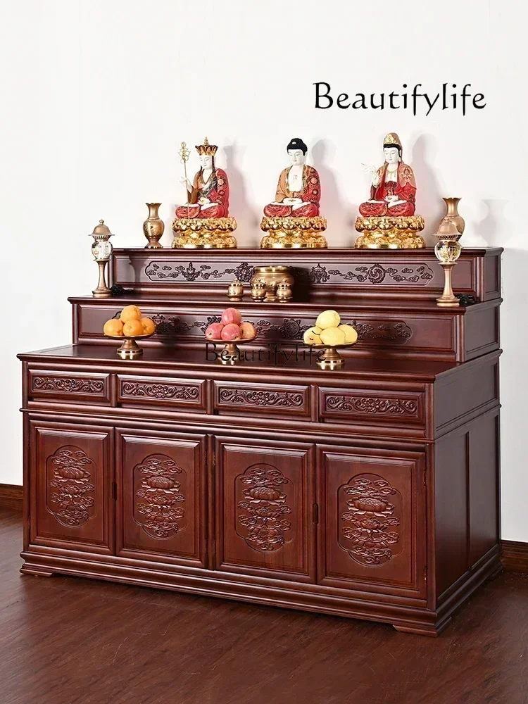 

SM Pear Wood Three Story Buddha Altar, Altar, Central Hall, Living Room, Incense Table, Buddha Cabinet