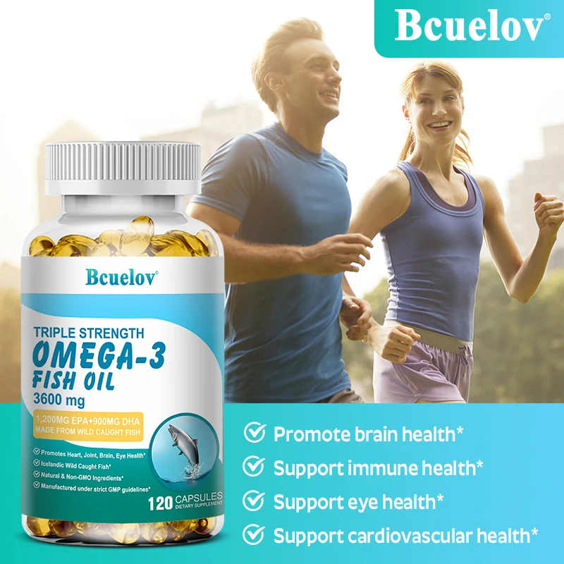 Triple Strength Omega-3 Fish Oil - Provides Fatty Acids To Support Brain and Heart Health, Boost Immunity, and Slow Aging