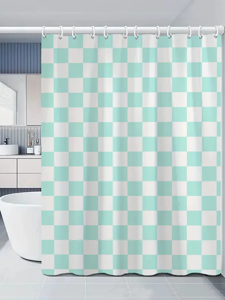 Checkerboard Cloth Bath Shower Curtain for Bathroom Opaque Curtains Accessories Waterproof the Things Sets Full Set Showers Home