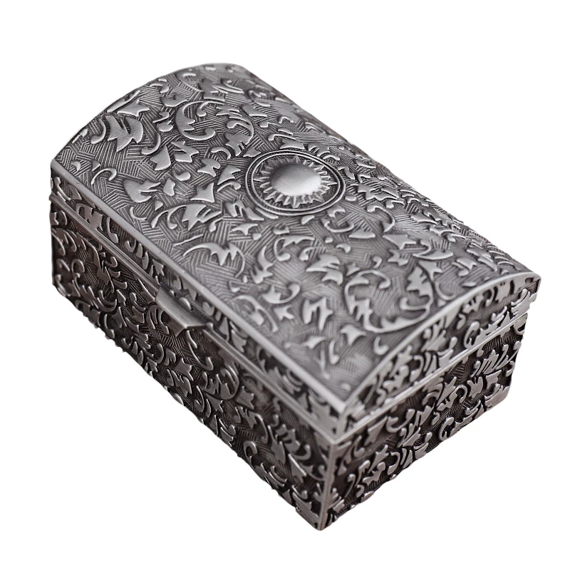 

Portable Jewelry Box Trinket Case Storage Organizer Holder Gifts Vintage Metal Treasure Rectangular Ring Fashion Box