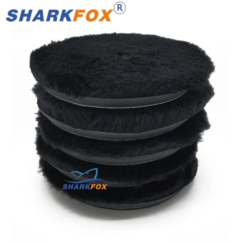 Sharkfox 5Pcs/lot 5/6 inch Blacke Woolen Polishing Pad Car Paint Polishing Buffing Wool Pad For Waxing Buffer Polisher Use