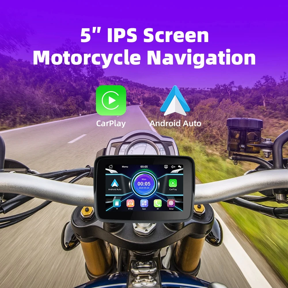 Evkey Gps Navigation Motorcycle Carplay Display Screen Portable Motorcycle Wireless Android Auto Monitor Ip67 Waterproof