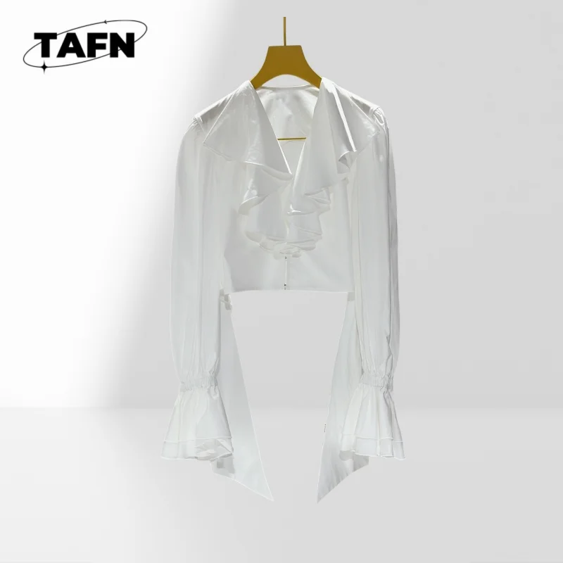 

Ladies Chiffon Blouse Long Sleeve V-Neck Workwear Shirt Women's Linen Shirt Tunic Style Casual Loose Blouse AG1419