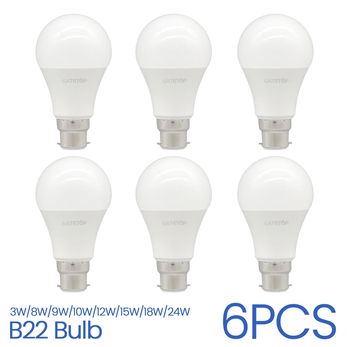 

6Pack 3W 8W 9W 12W 18W 24W Hight Birght LED Bulb B22 Lamp 220V 110V No Flicker Warm Lighting for Home Derection Lamparas Leds