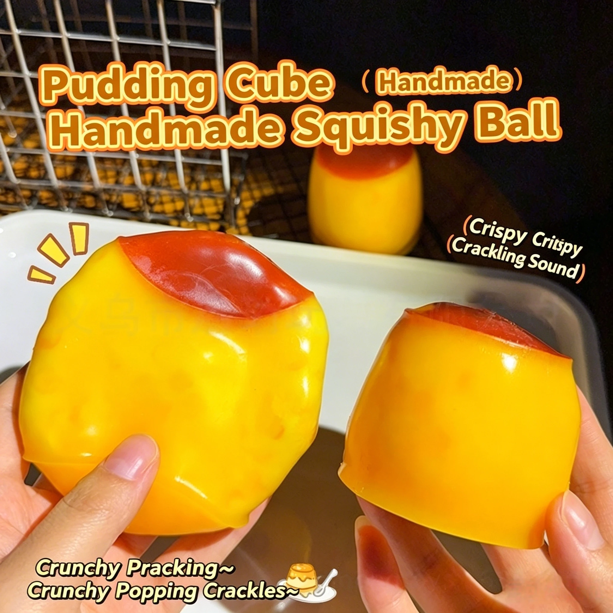 New Crispy Sound Caramel Pudding Squeezing Toy Homemade DIY Handmade Squeeze Ball Non-rebound Stress Relieving Toy for Gift