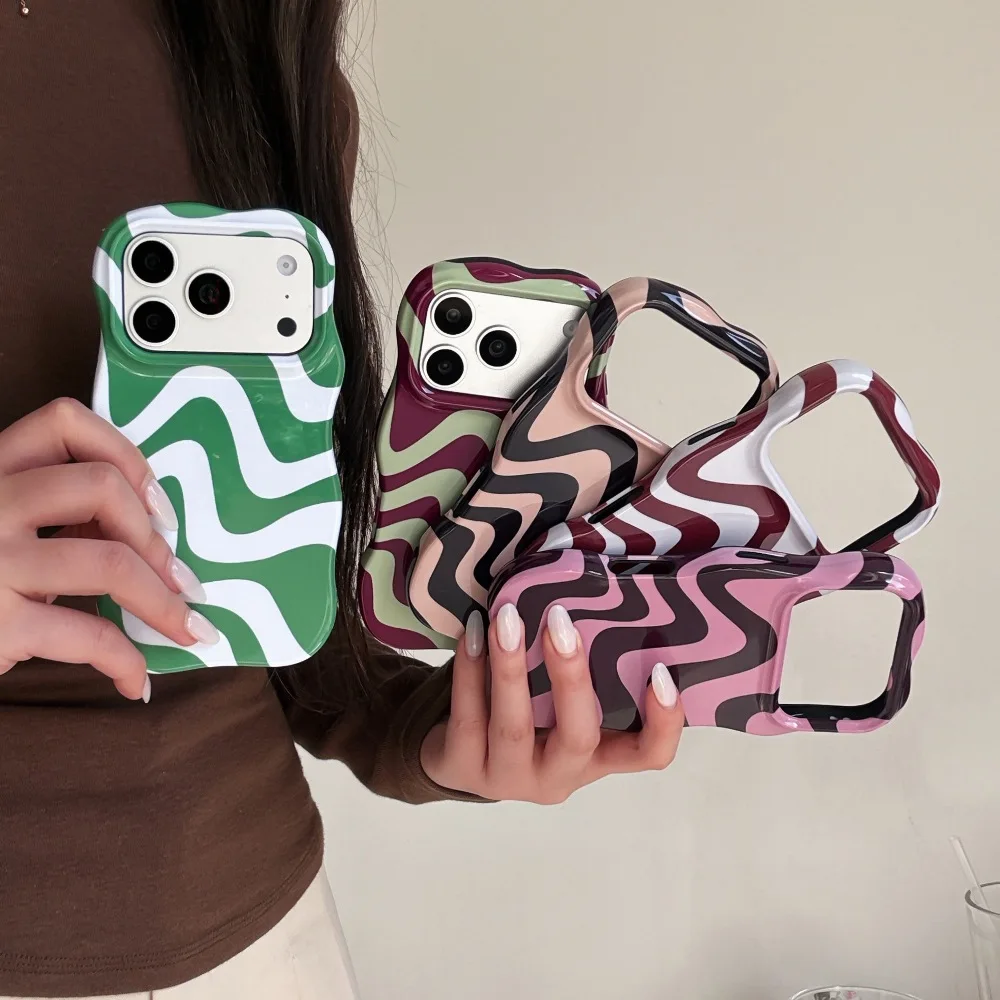 

Fashion Back Colorful Geometric Stripes Pattern Phone Case for iPhone 17 16 15 14 13 Pro Max Protective Cover