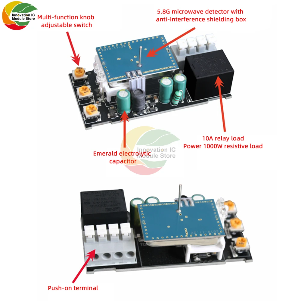 5.8G microwave radar induction switch knob switch to adjust AC85-250V microwave radar induction switch