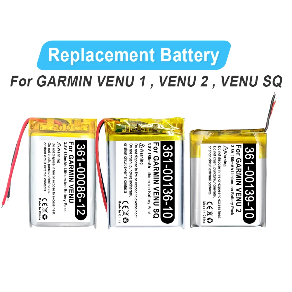 Replacement Battery for GARMIN VENU 1, 2,SQ,VENU2 361-00139-10 361-00086-12 361-00136-10 Sports Smartwatch Accessories