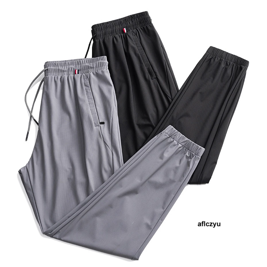 8XL Plus Size Jogger Pants Men Sweatpants Summer Cool Pants Solid Color Fashion Casual Trousers Elastic Waist