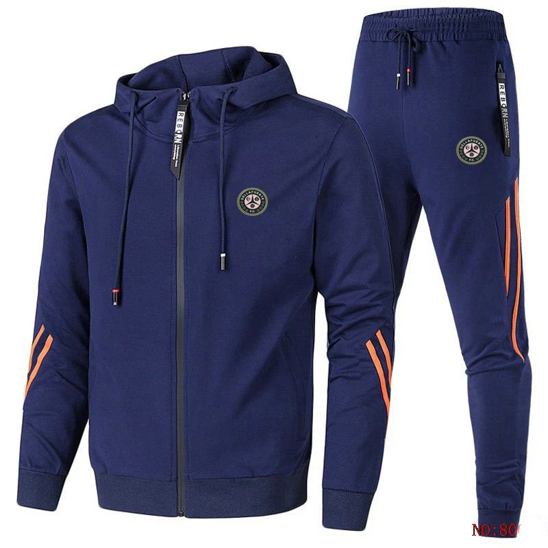 Lässiger Herren anzug Frühling Herbst hochwertige Reiß verschluss Kapuzen jacke Jogging Fitness Bergsteigen Sportswear Hose 2-teiliges Set